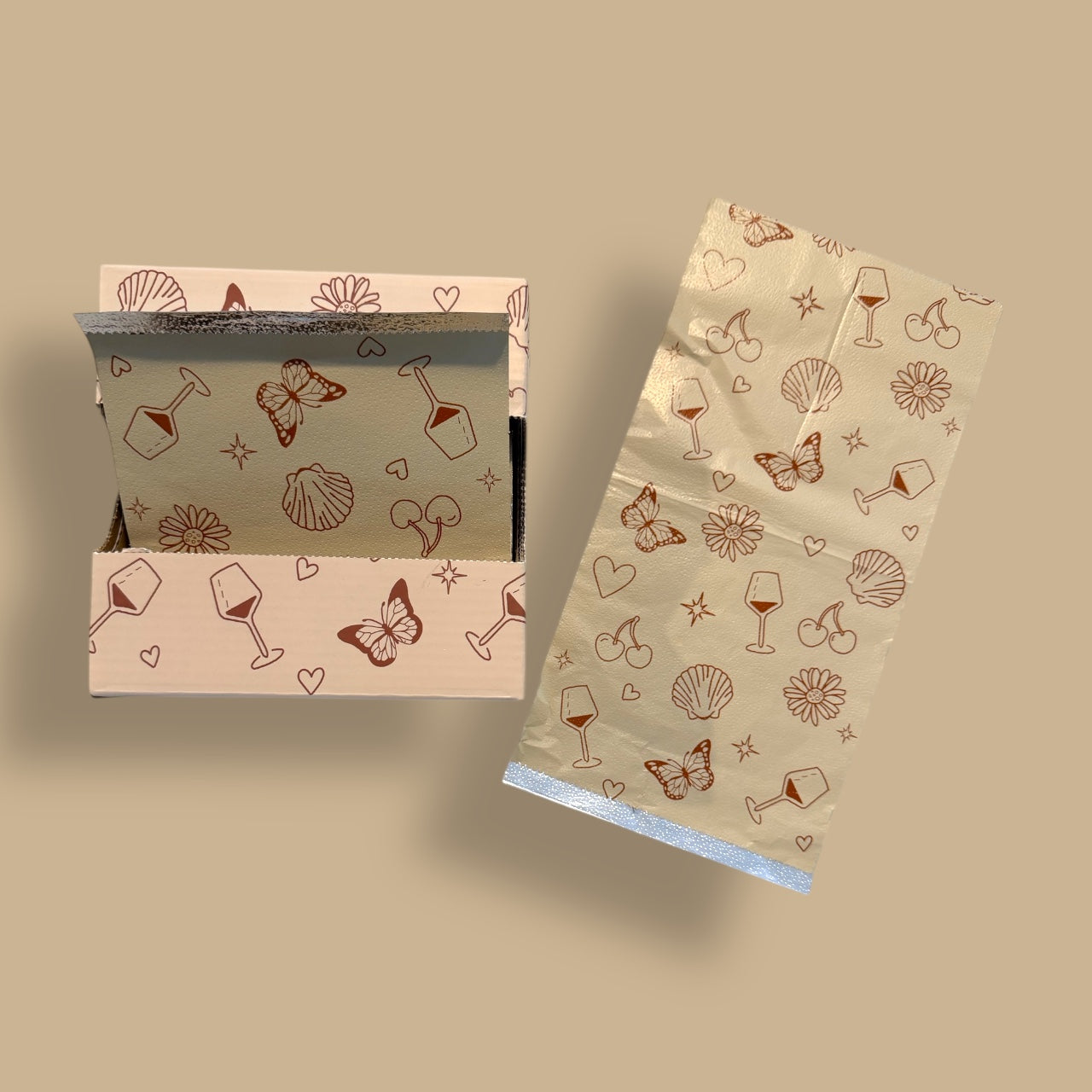 LONG foil Beige print