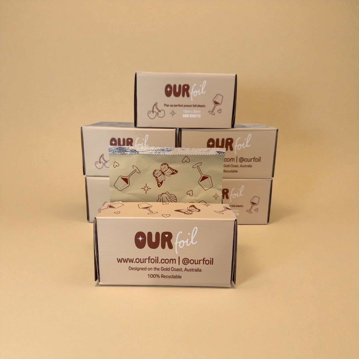 LONG foil Beige print